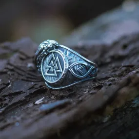 Bague symbole Valknut - Acier inoxydable - Viking