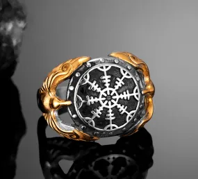 Bague Viking - Corbeaux Gardiens du Vegvisir