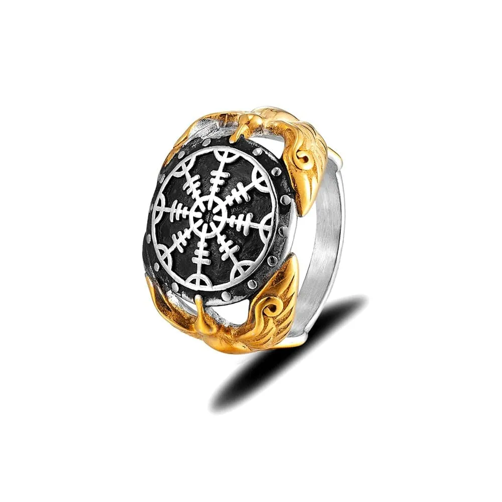 Bague Viking - Corbeaux Gardiens du Vegvisir