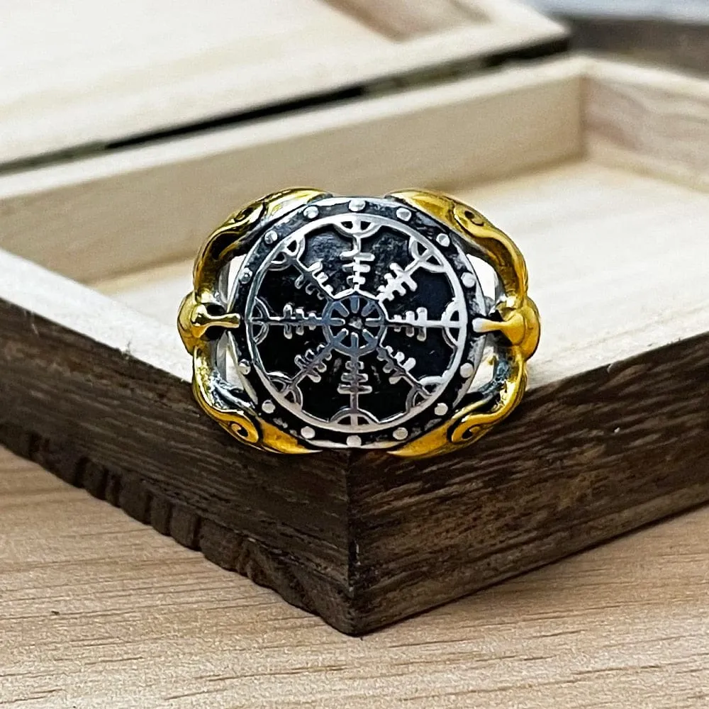 Bague Viking - Corbeaux Gardiens du Vegvisir