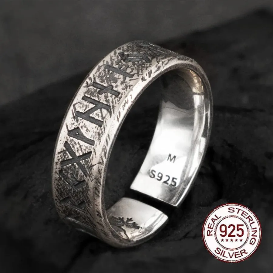 Bague Viking en Argent Sterling 925 - Alliance des Runes Éternelles