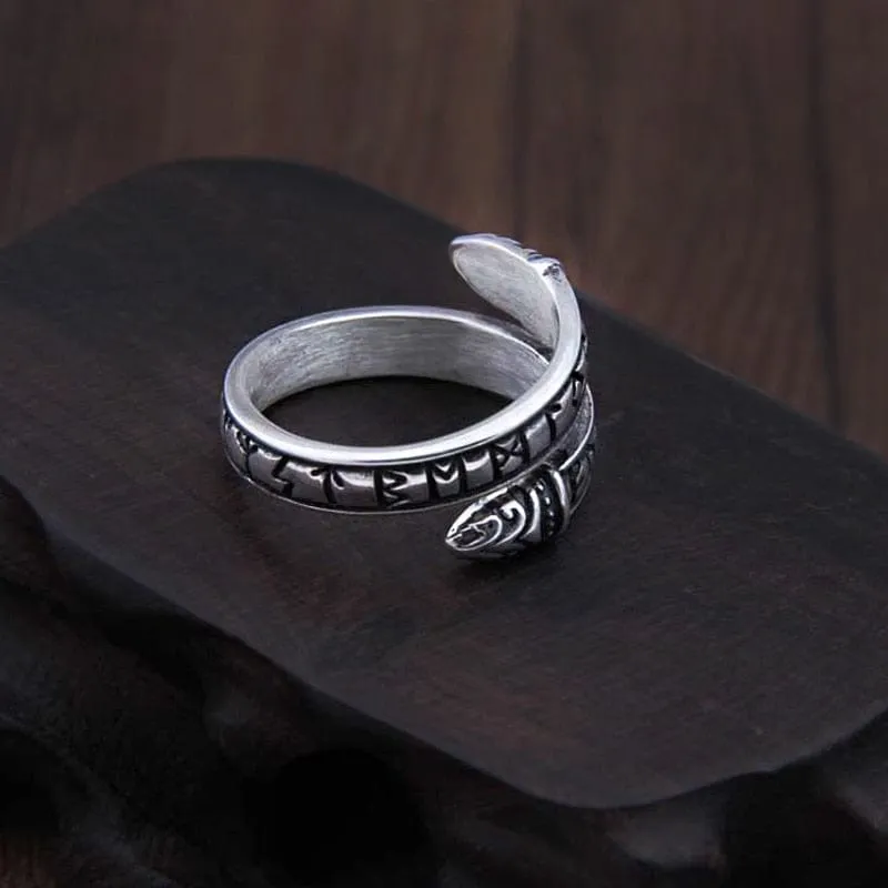 Bague Viking en Argent Sterling 925 - Rune du Serpent