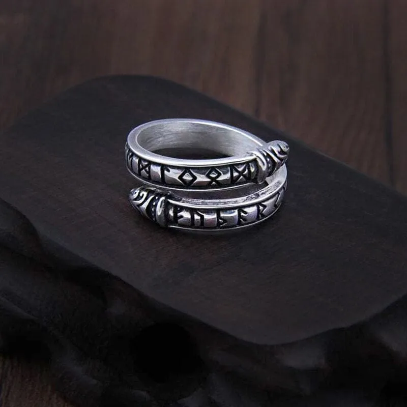 Bague Viking en Argent Sterling 925 - Rune du Serpent