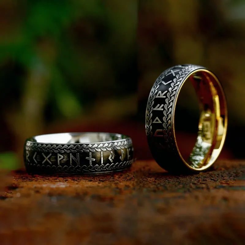 Bague Viking "Anneau de Midgard Tressé de Runes"