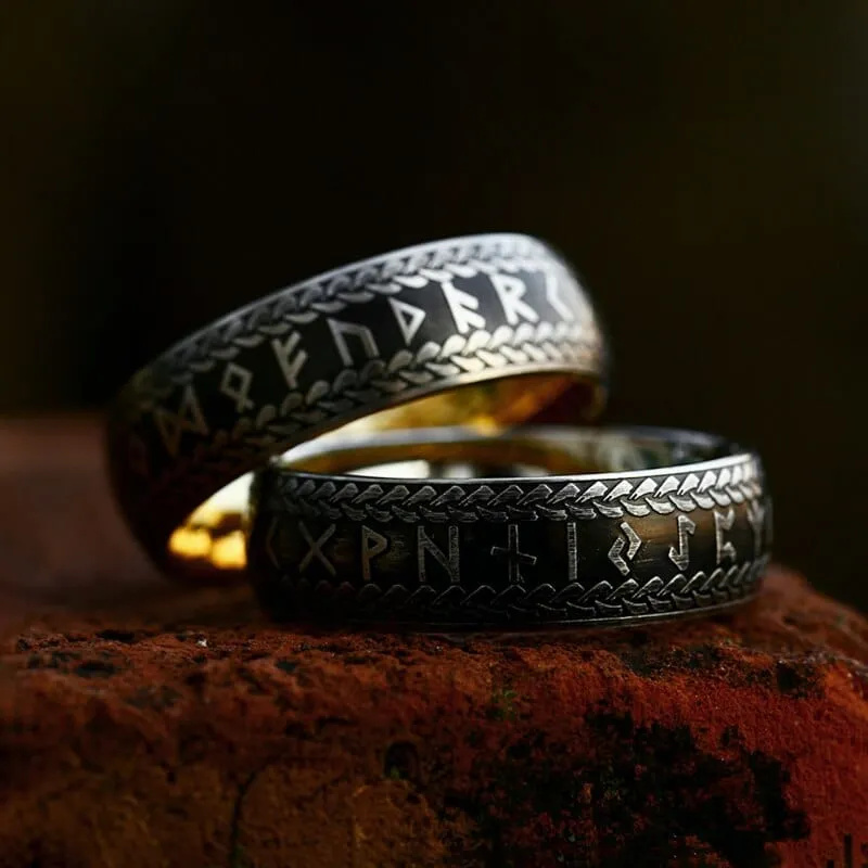 Bague Viking "Anneau de Midgard Tressé de Runes"