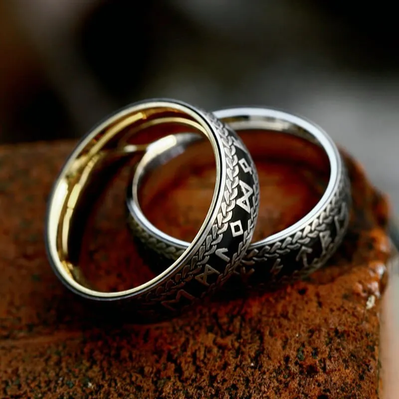 Bague Viking "Anneau de Midgard Tressé de Runes"