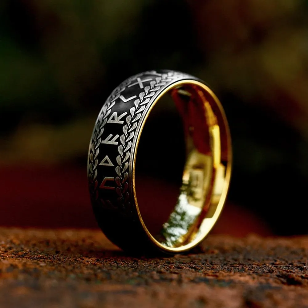 Bague Viking "Anneau de Midgard Tressé de Runes"