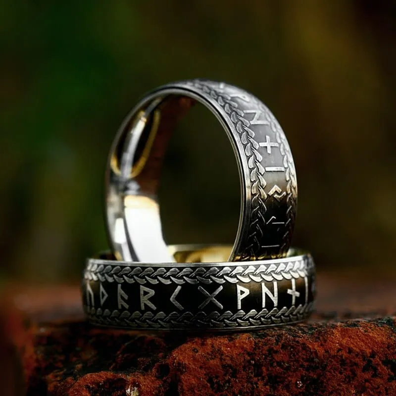 Bague Viking "Anneau de Midgard Tressé de Runes"