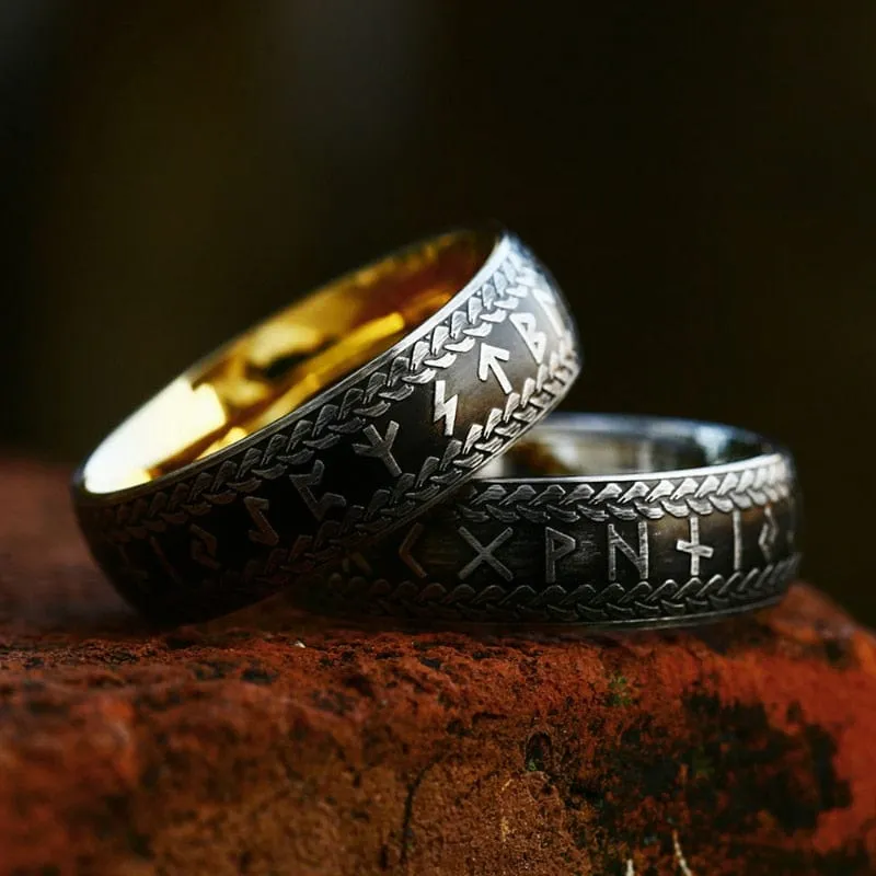 Bague Viking "Anneau de Midgard Tressé de Runes"