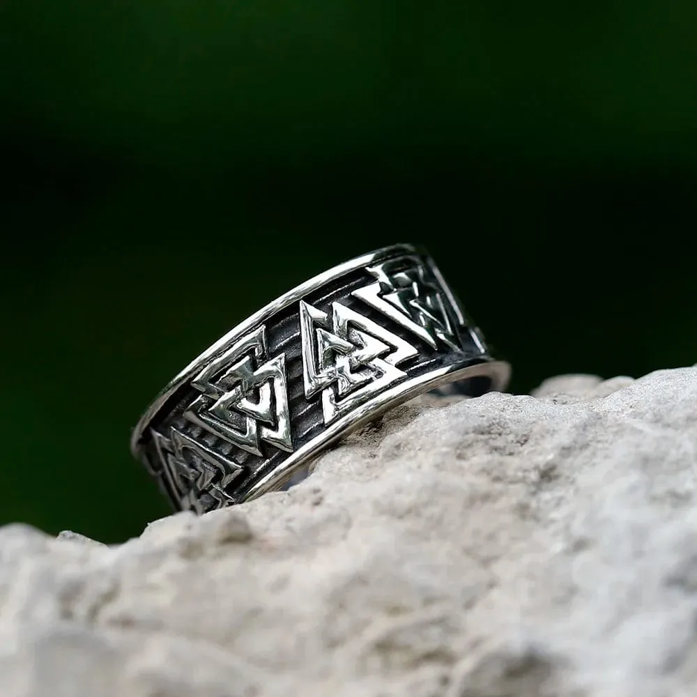 Bague viking Valknut tournoyant