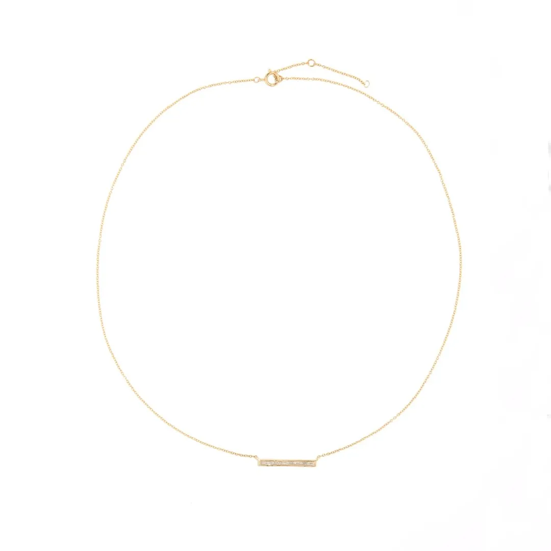 BAGUETE BAR 14k GOLD & DIAMOND NECKLACE