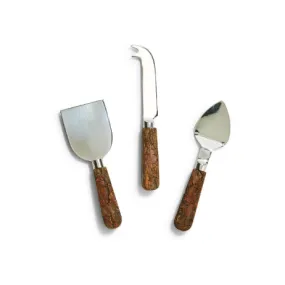 Bark Handle Cheese Knives Set of 3