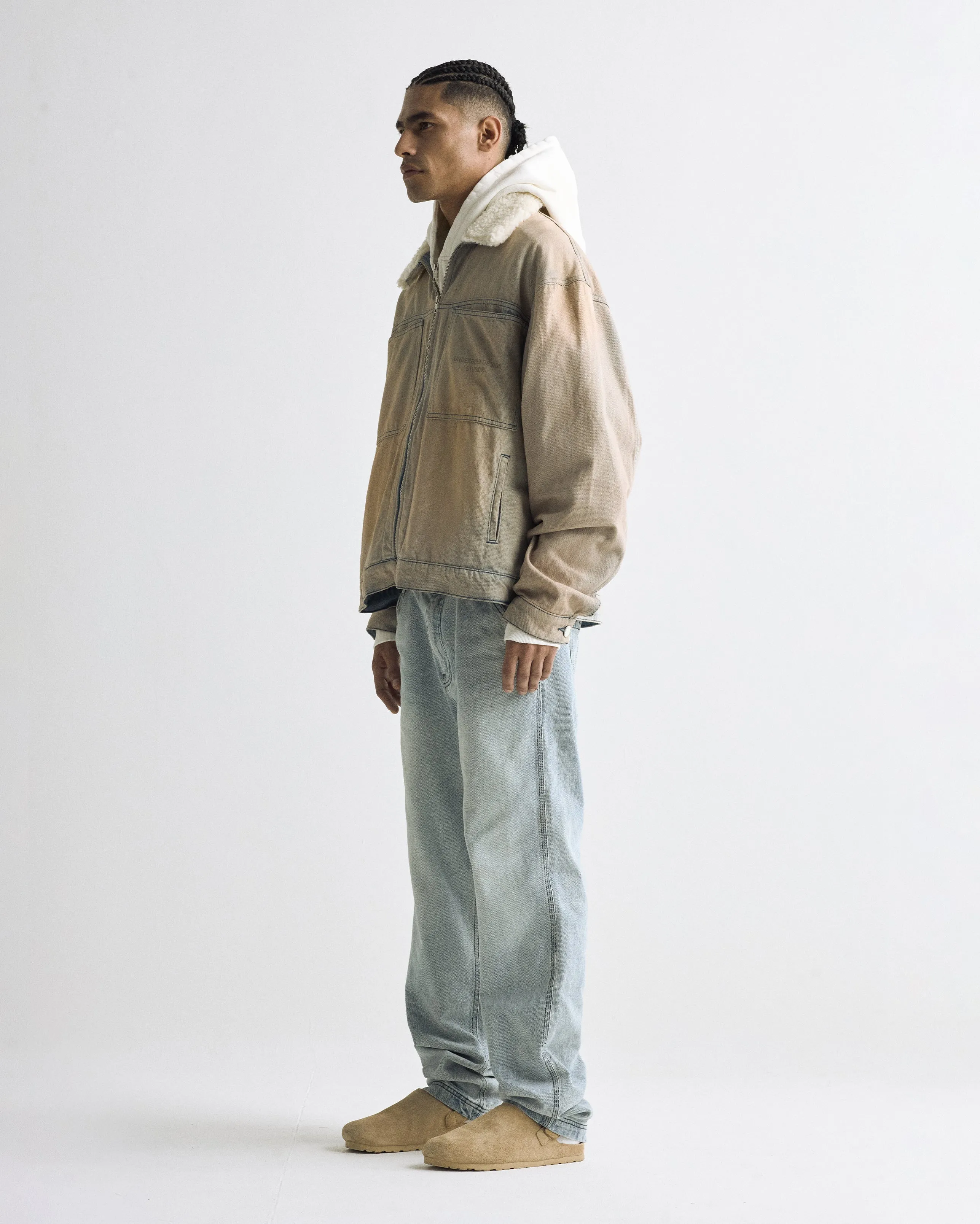 Basics Undergold Design Studio Sherpa Trucker Jacket Light Blue