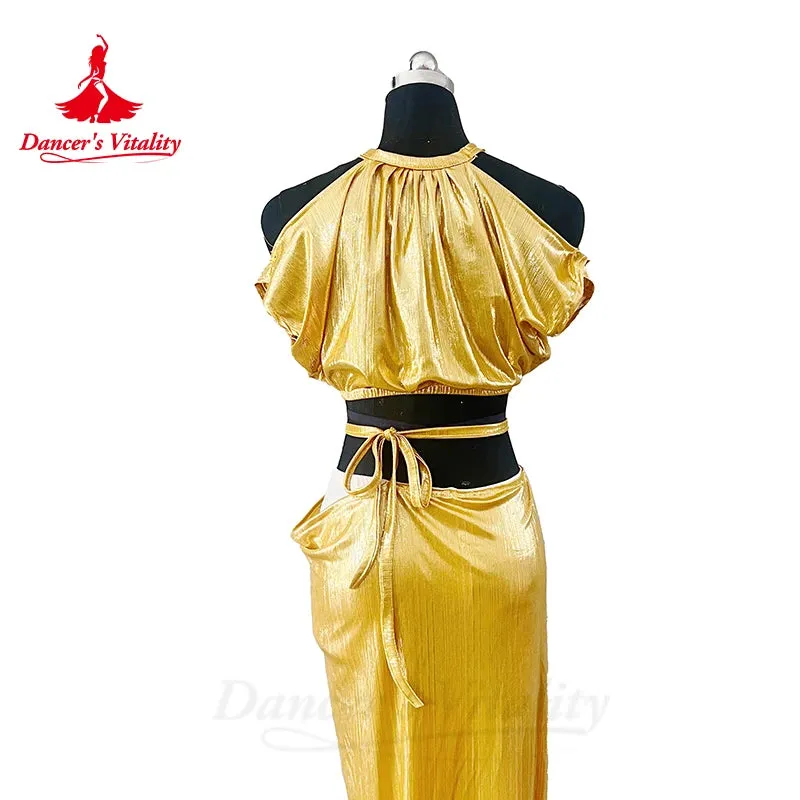 Belly Dance Performance Costume Set for Women Customsized Sleeveless top Split long skirt 2pcs Adult Child Belly Dancing Outfit