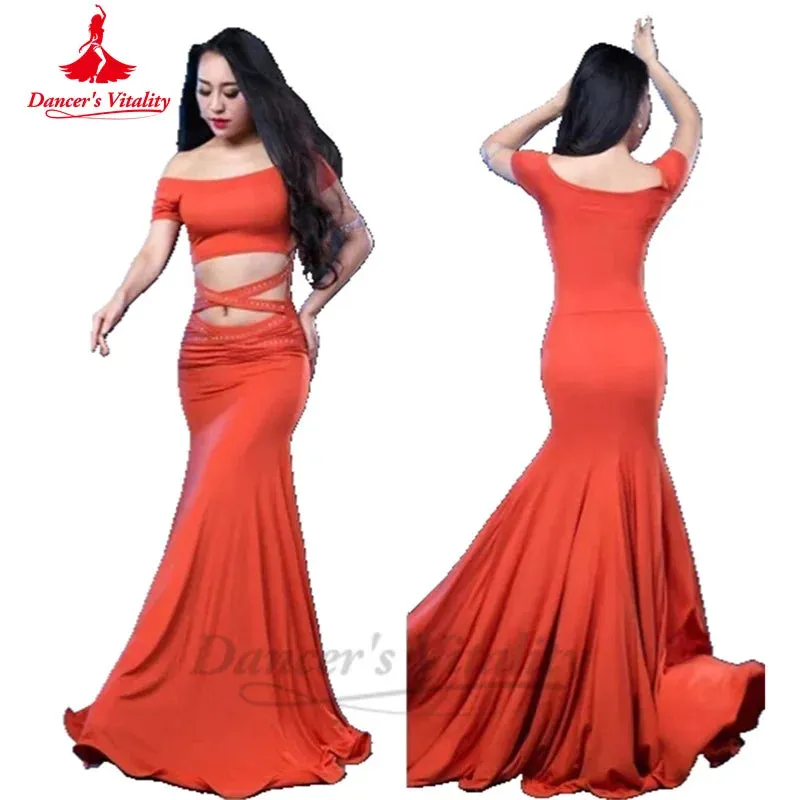 Belly Dance Performance Dress for Women Sexy Modal Short Sleeves Customsized Adult Children Oriental Belly Dancing Wear Dresses