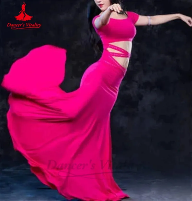 Belly Dance Performance Dress for Women Sexy Modal Short Sleeves Customsized Adult Children Oriental Belly Dancing Wear Dresses