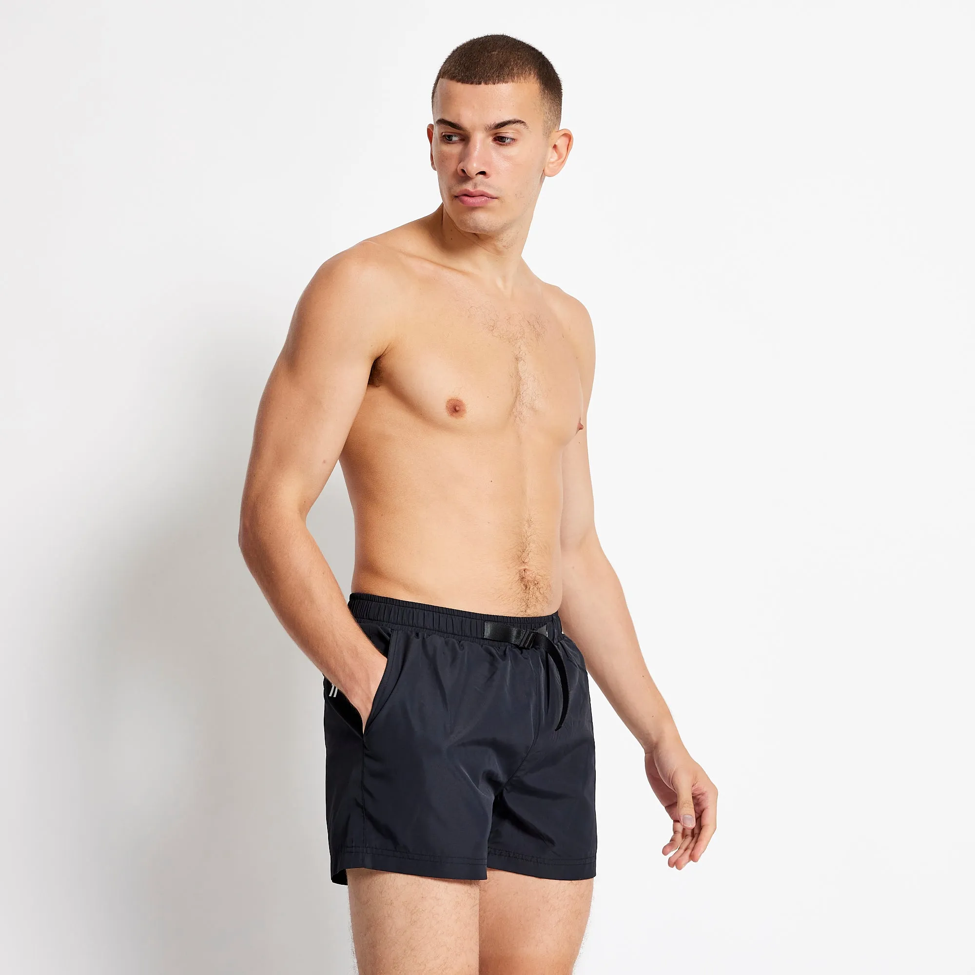 Belted Swim Shorts - Black