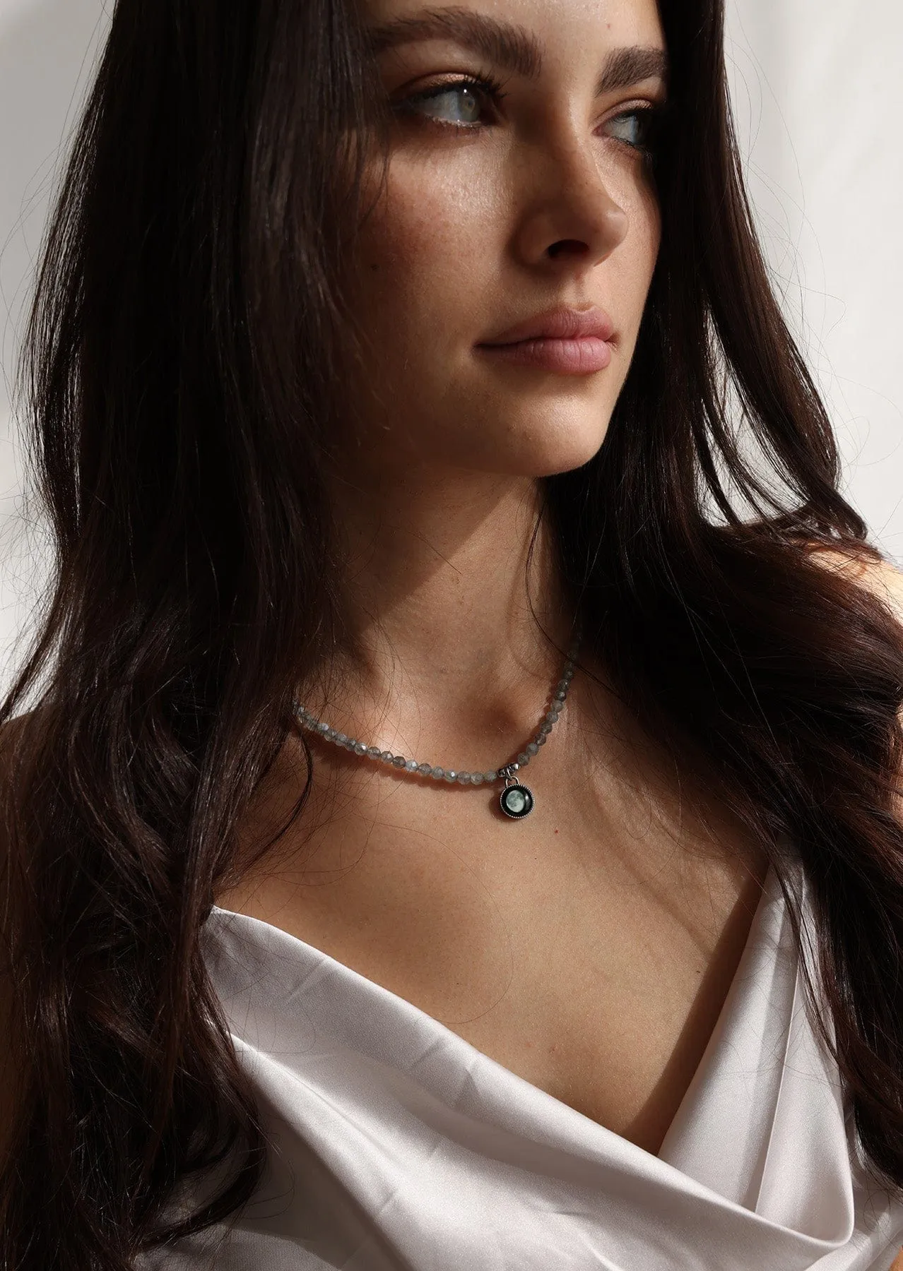 Bhavana Crystal Necklace - Gray Agate