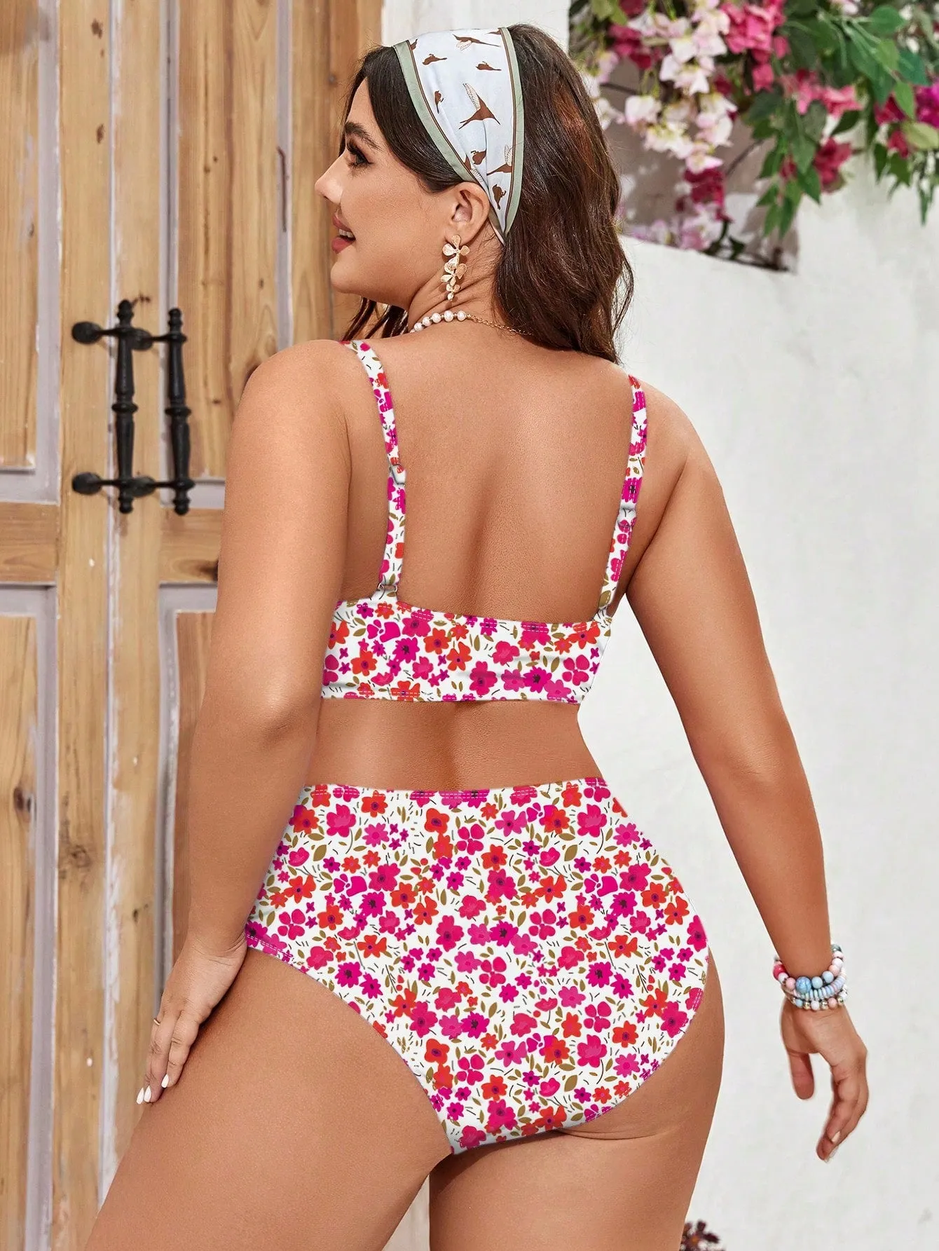 Biquíni Cintura Alta Estampa Floral Top Confortável