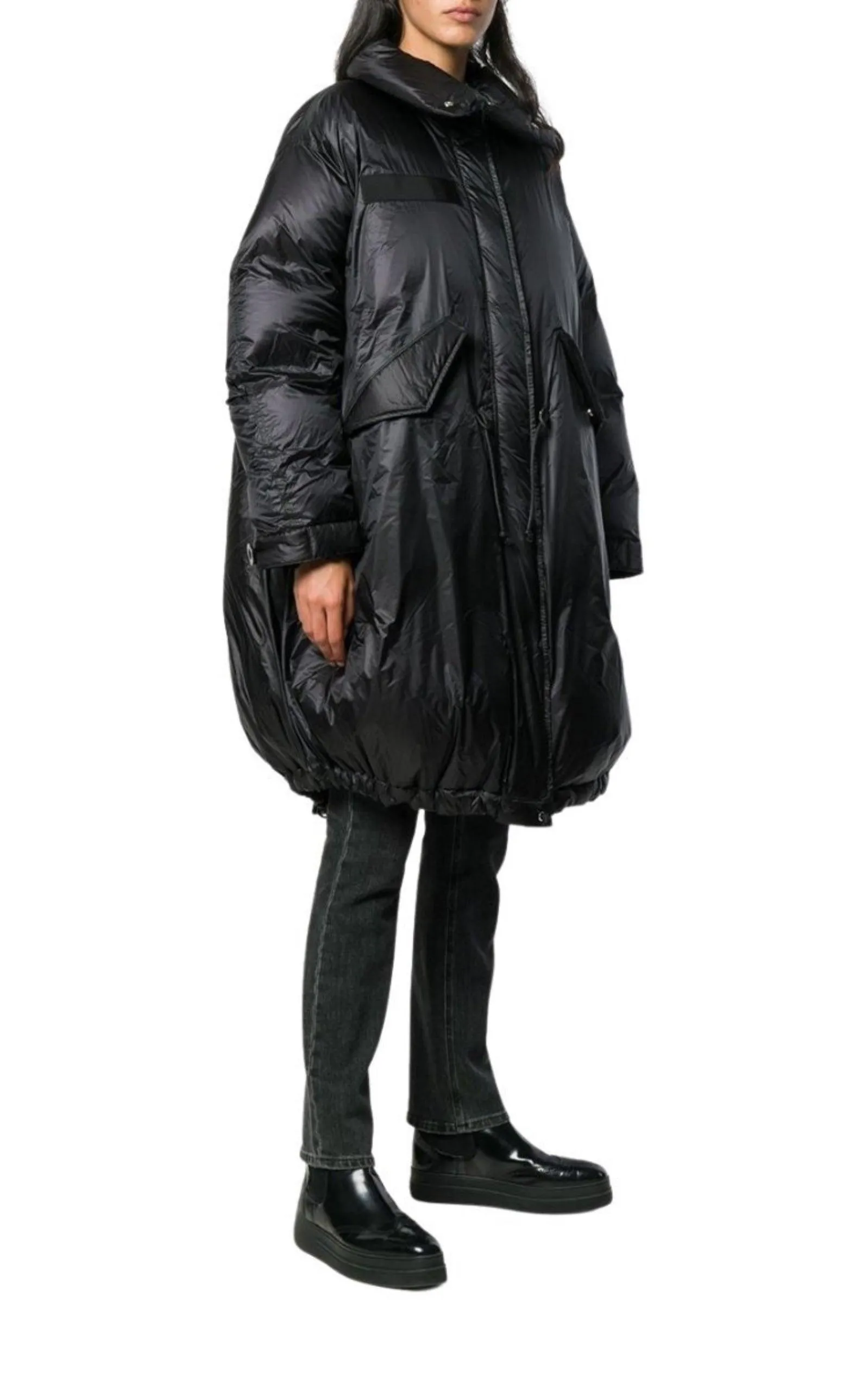 Black Down High Neck Padded Parka