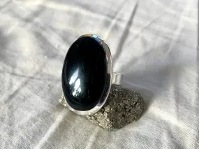 Black Onyx Adjustable Akoni Ring - Oval