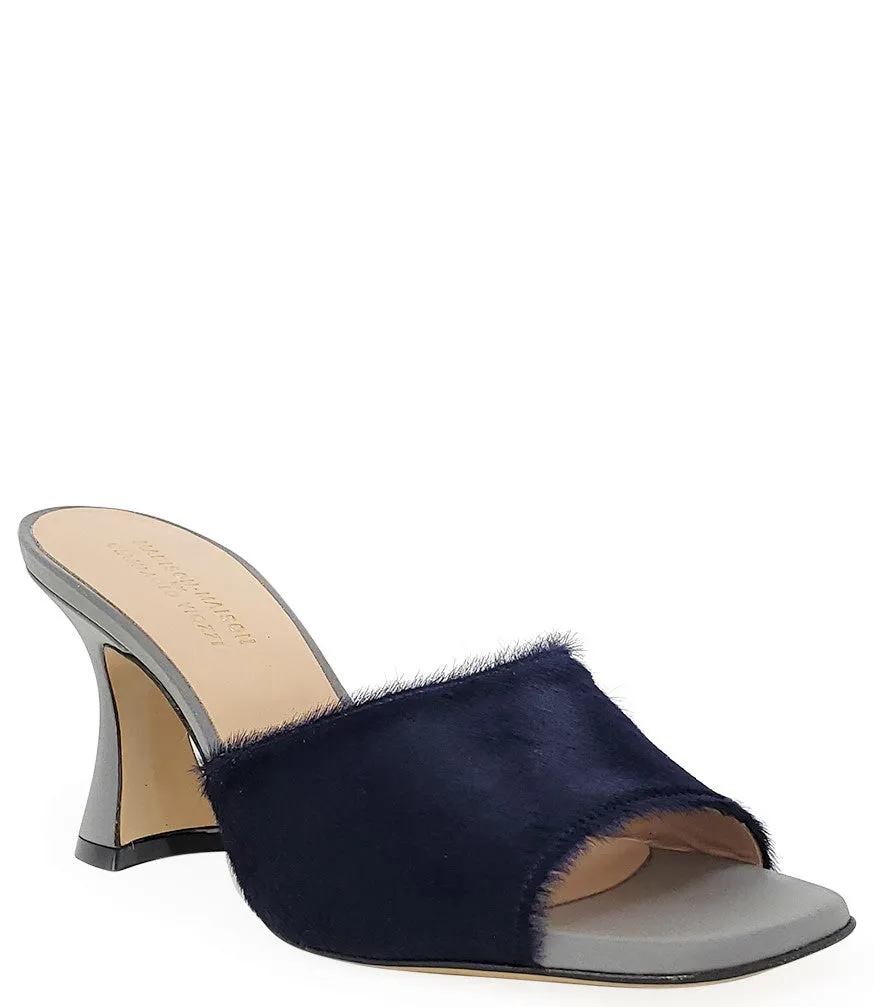 Blue Calf Hair Heel Mule