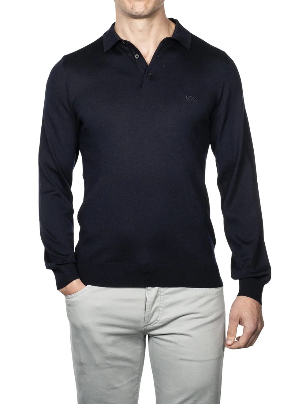 Bono Longsleeve Knitted Polo Navy