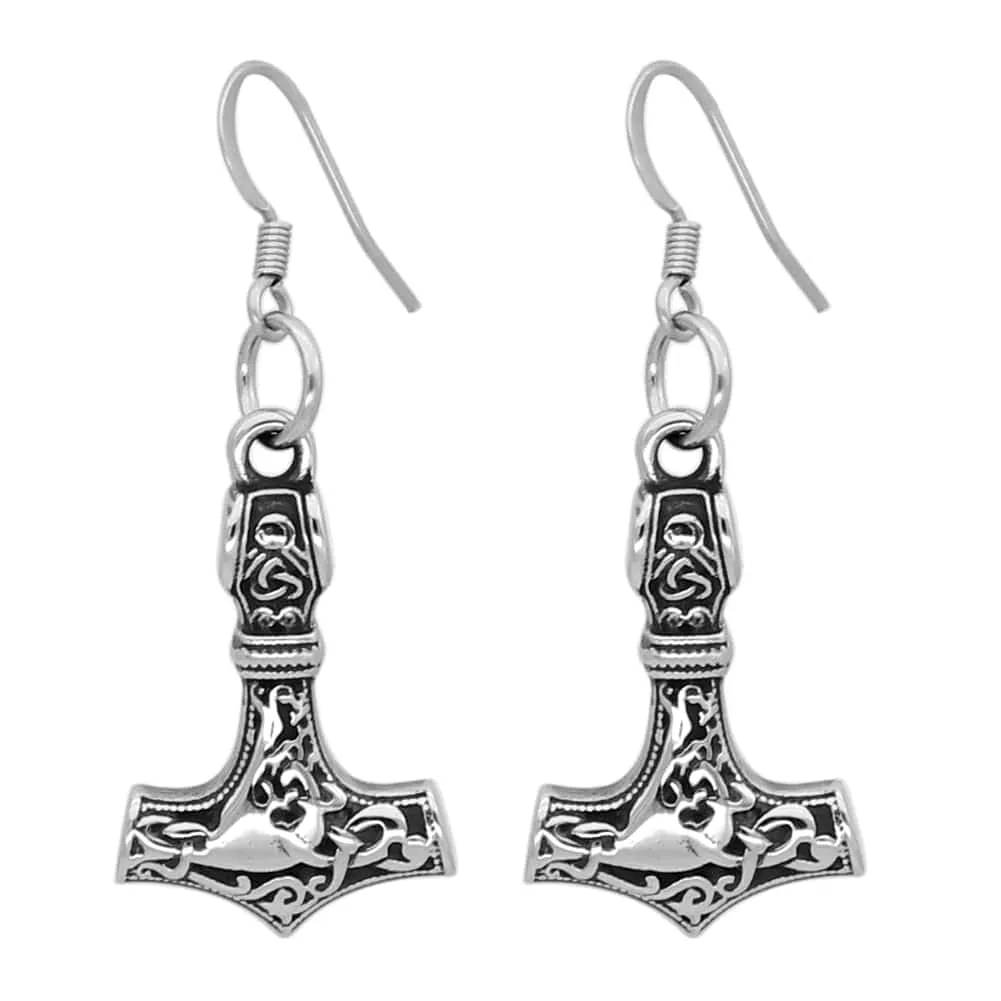 Boucles d'oreilles Mjolnir en acier inoxydable