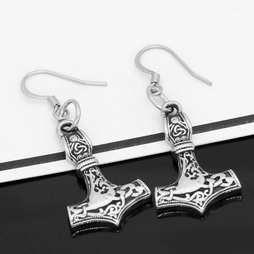 Boucles d'oreilles Mjolnir en acier inoxydable