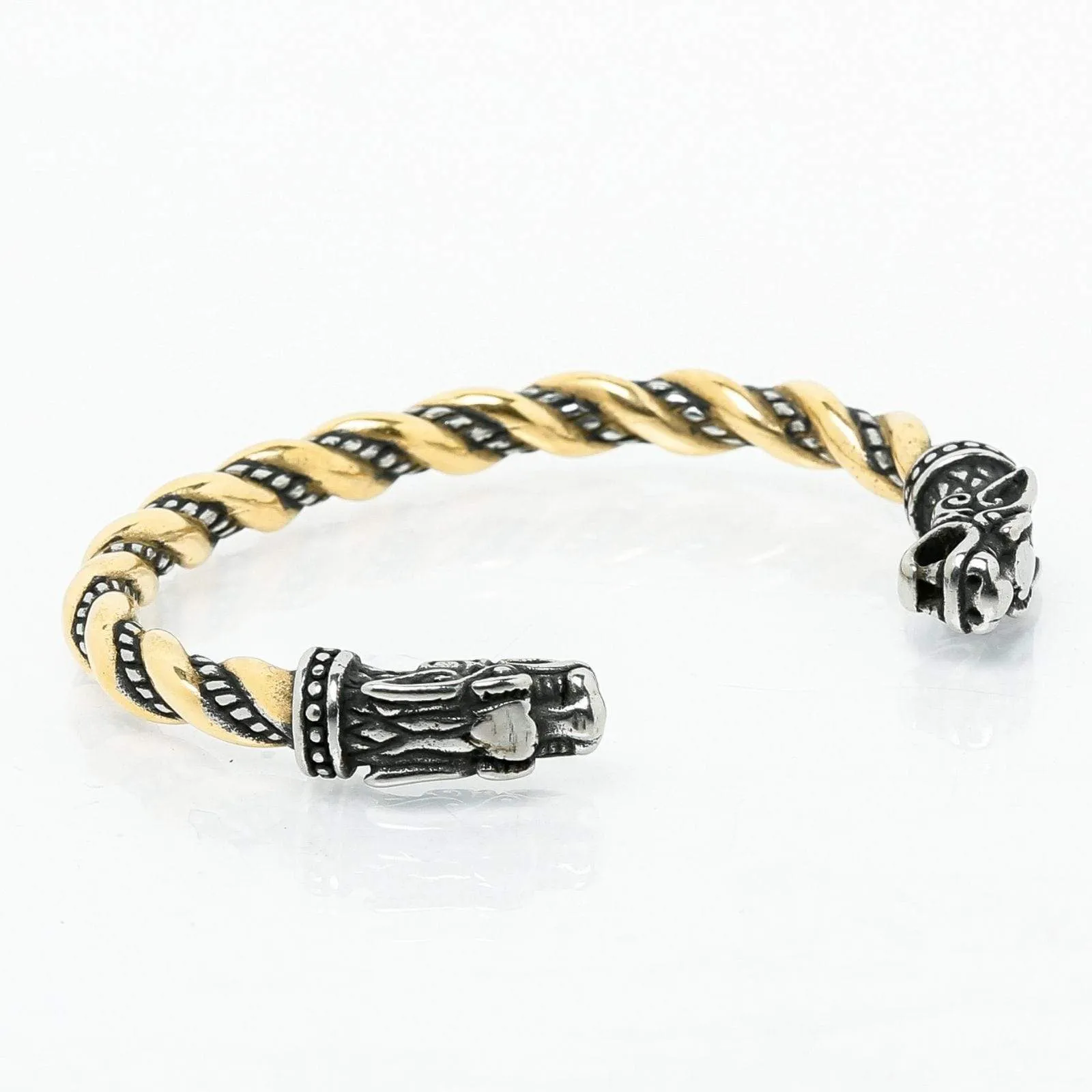 Bracelet de loyauté - 2 têtes de Fenrir - Mixte OR et Argent