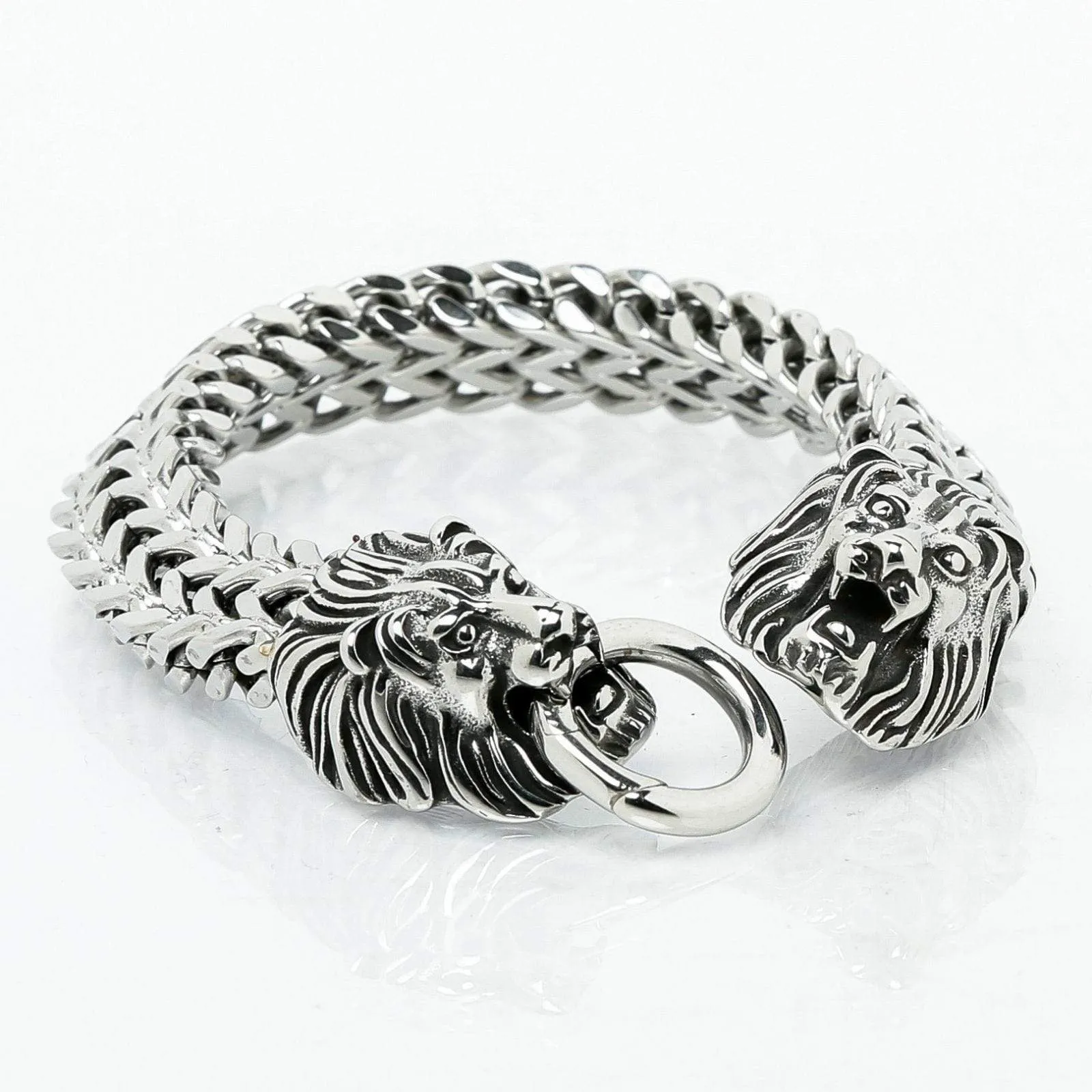 Bracelet Viking Double tête de Lion - Acier Inoxydable