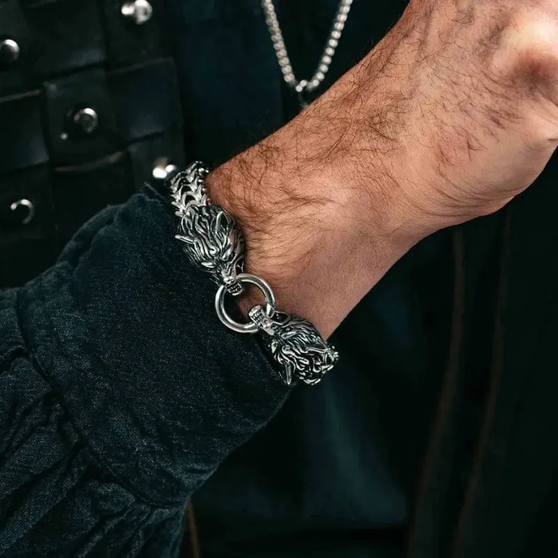 Bracelet Viking Tête de Loup - Fenrir