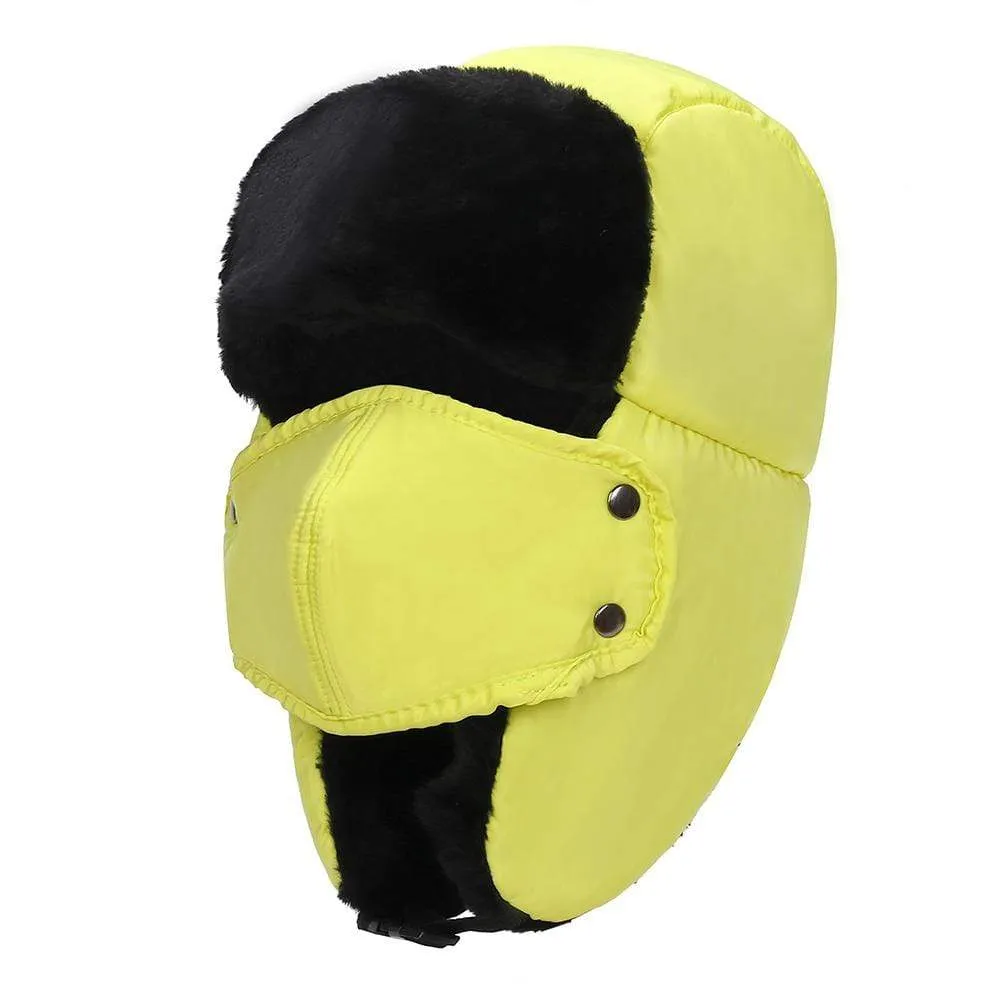 BravemanUnisex Trapper Eskimo Fur-Lined Winter Hunting Hat with Ear Flaps and Removable Mask