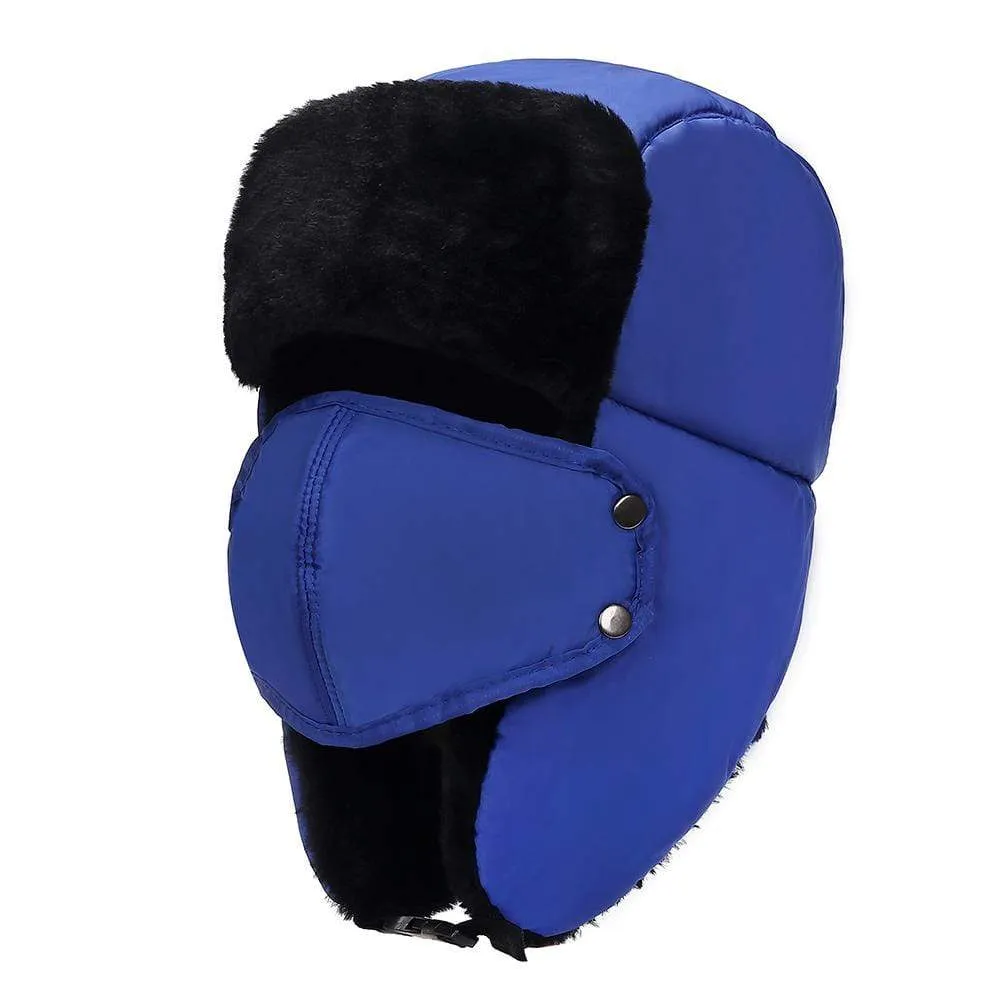 BravemanUnisex Trapper Eskimo Fur-Lined Winter Hunting Hat with Ear Flaps and Removable Mask