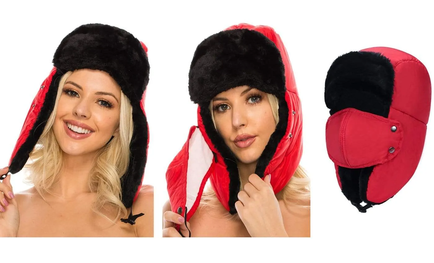 BravemanUnisex Trapper Eskimo Fur-Lined Winter Hunting Hat with Ear Flaps and Removable Mask