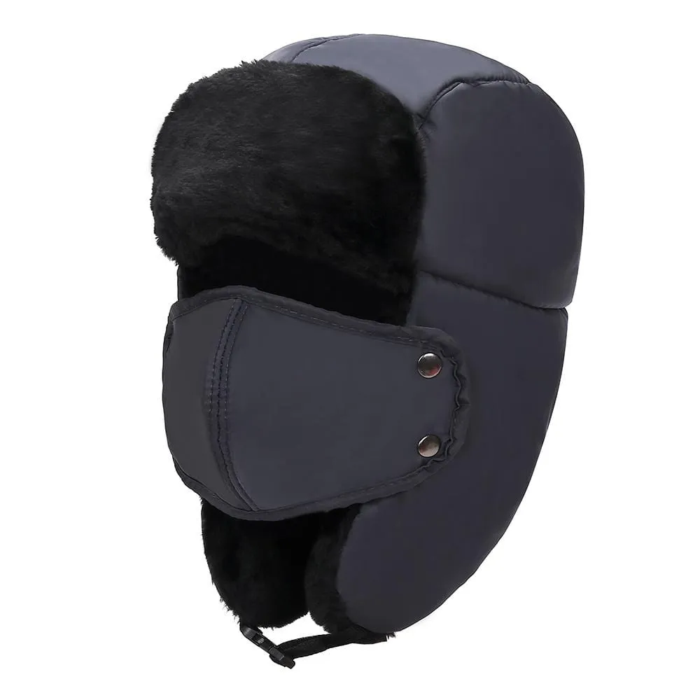 BravemanUnisex Trapper Eskimo Fur-Lined Winter Hunting Hat with Ear Flaps and Removable Mask