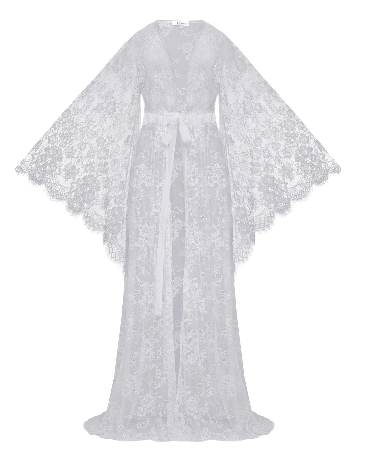 Bride Lumina Long Lace White Robe