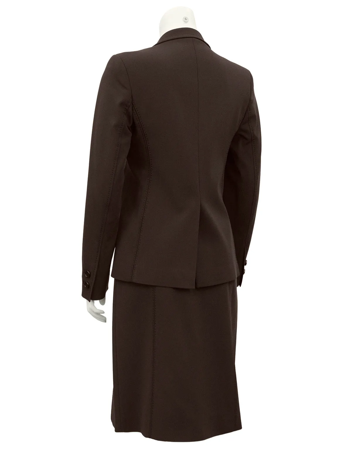 Brown Techno Fabric Skirt Suit