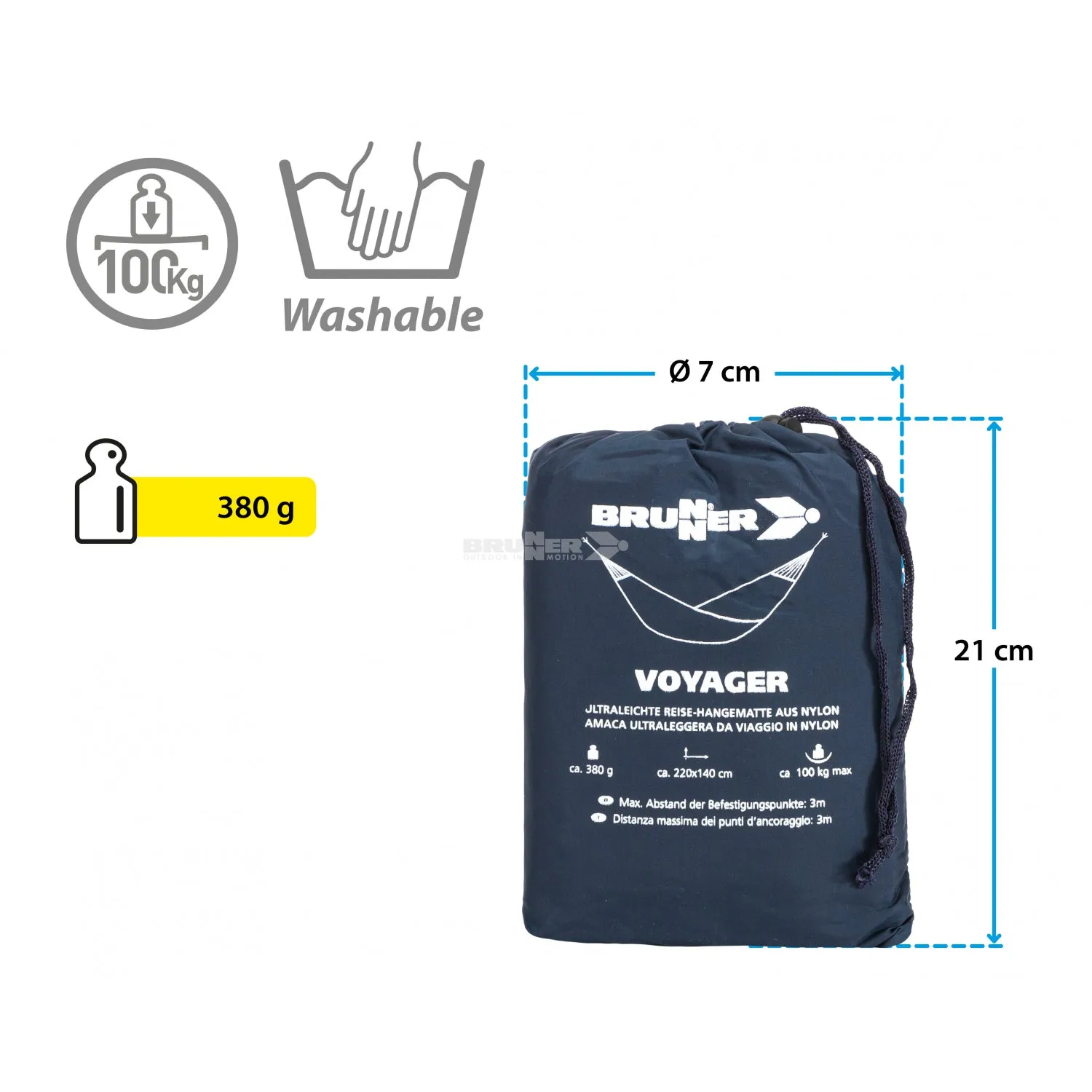 BRUNNER VOYAGER AMACA ULTRALEGGERA CON PORTATA MASSIMA DI 100Kg