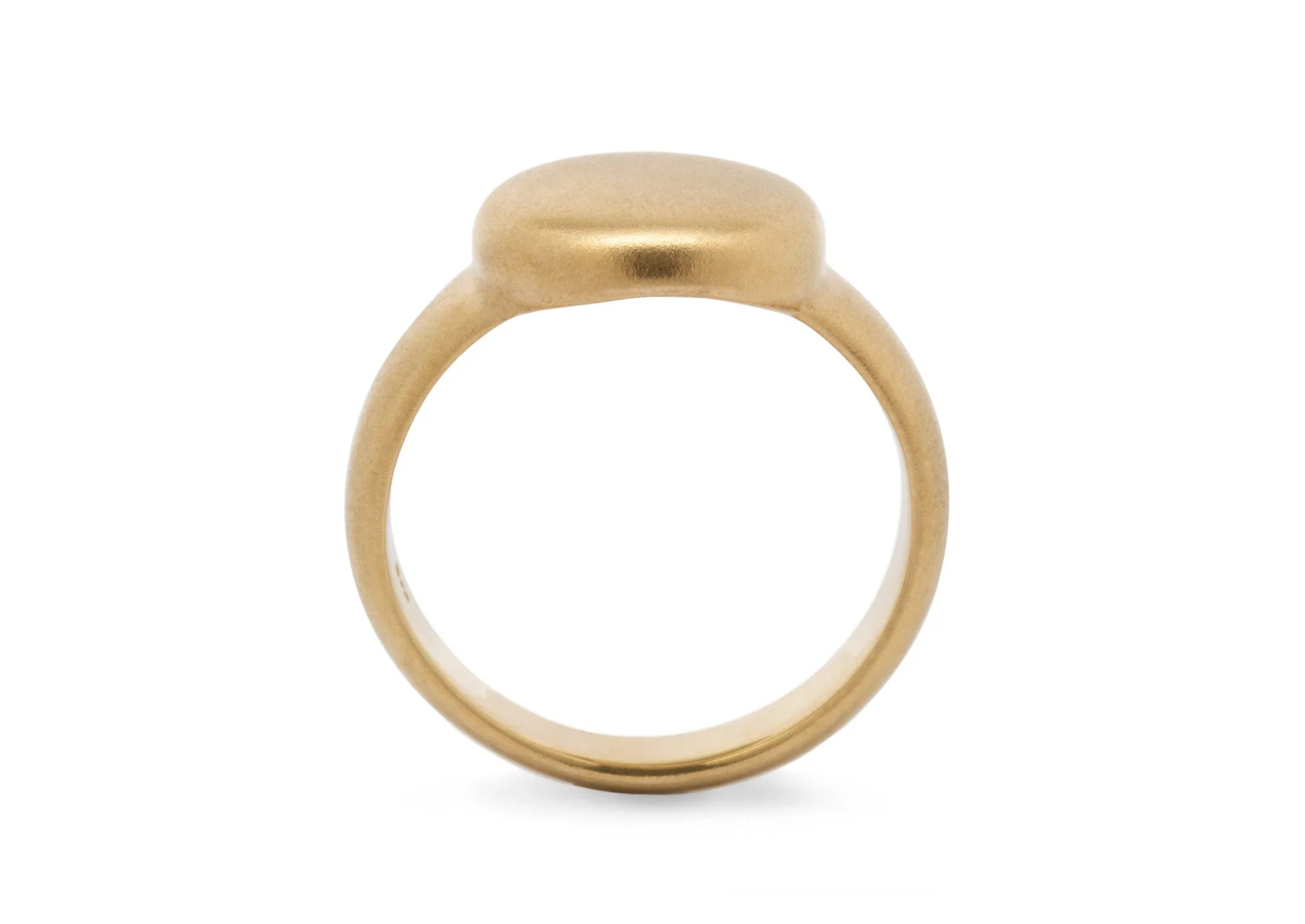 Button Signet Style Men's Ring, Yellow Gold