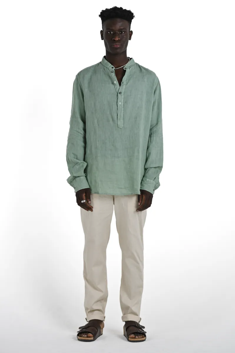 Camicia in lino regular Paul Lino Verde Acqua SS24