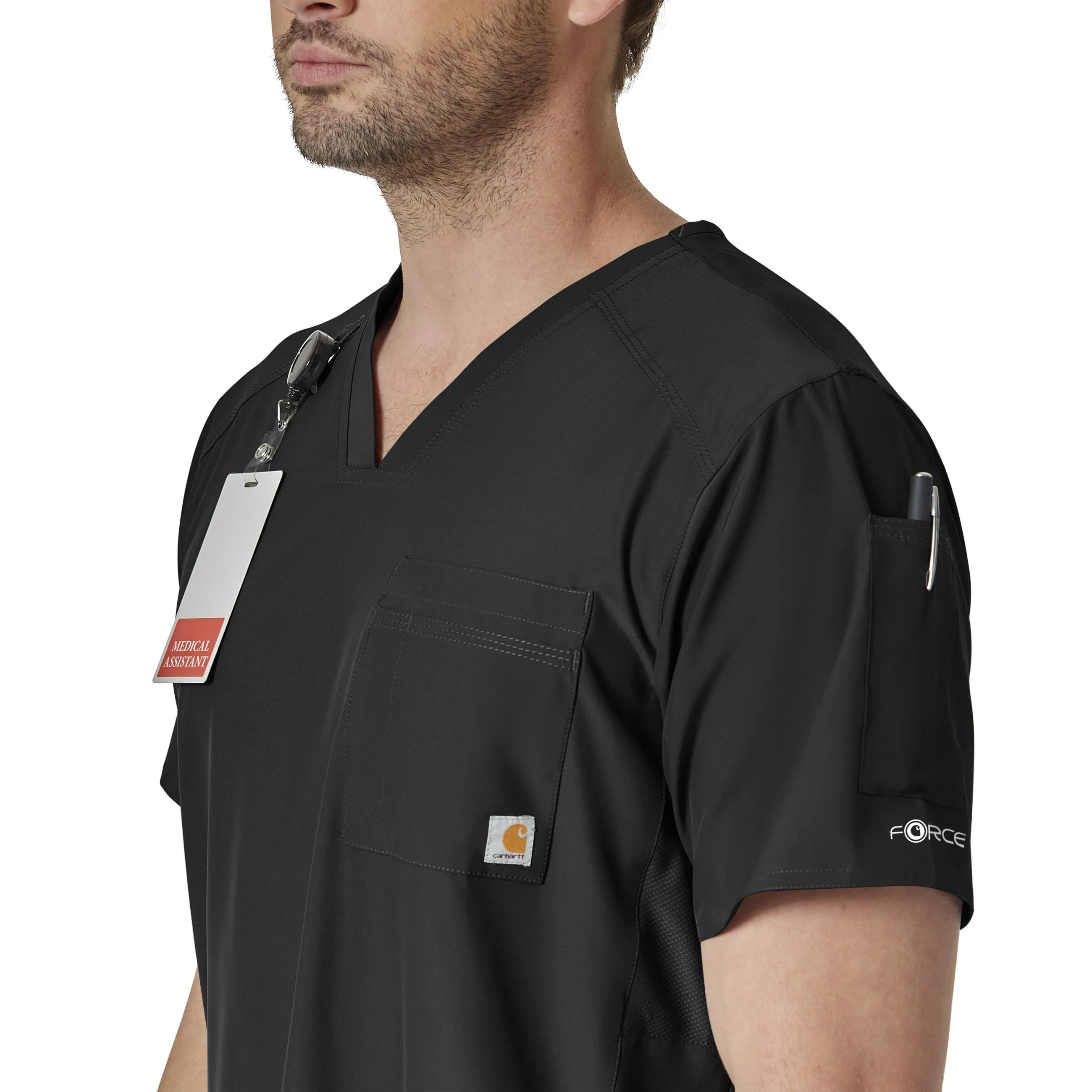 Carhartt Force Liberty Men's Twill Chest Pocket Scrub Top - Black