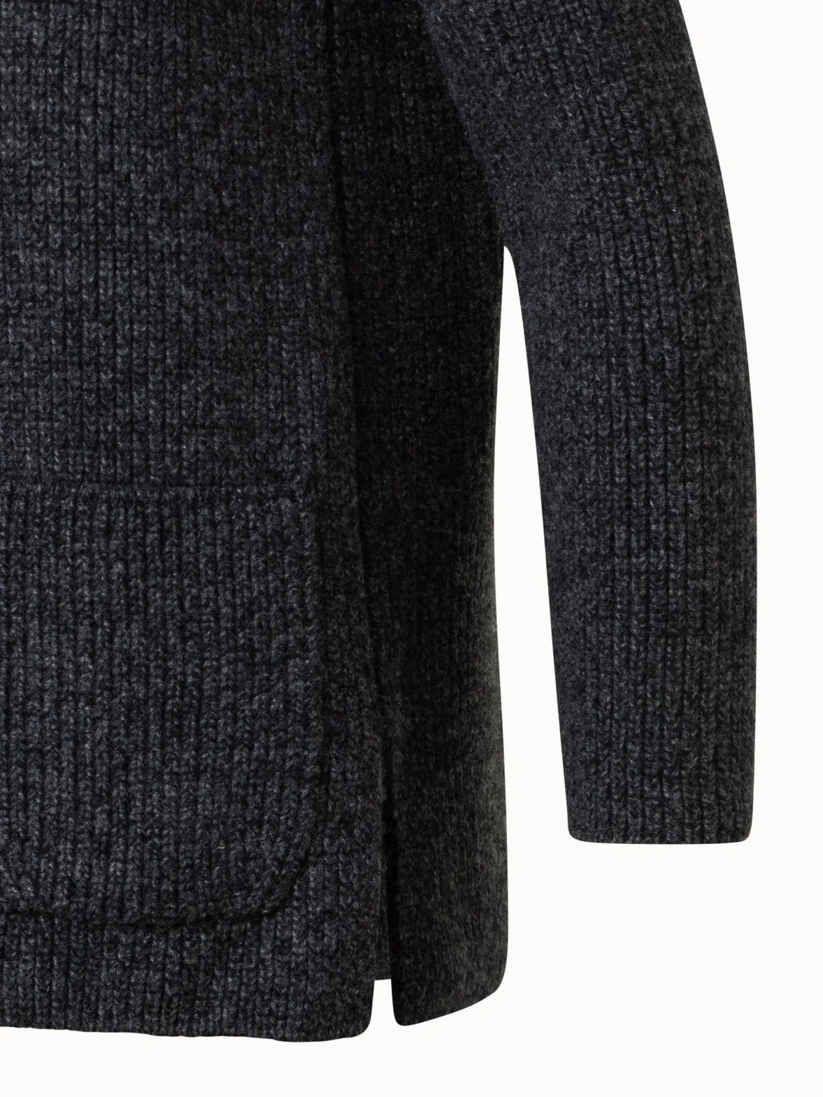 Cashmere Rib Knit Mouline Cardigan