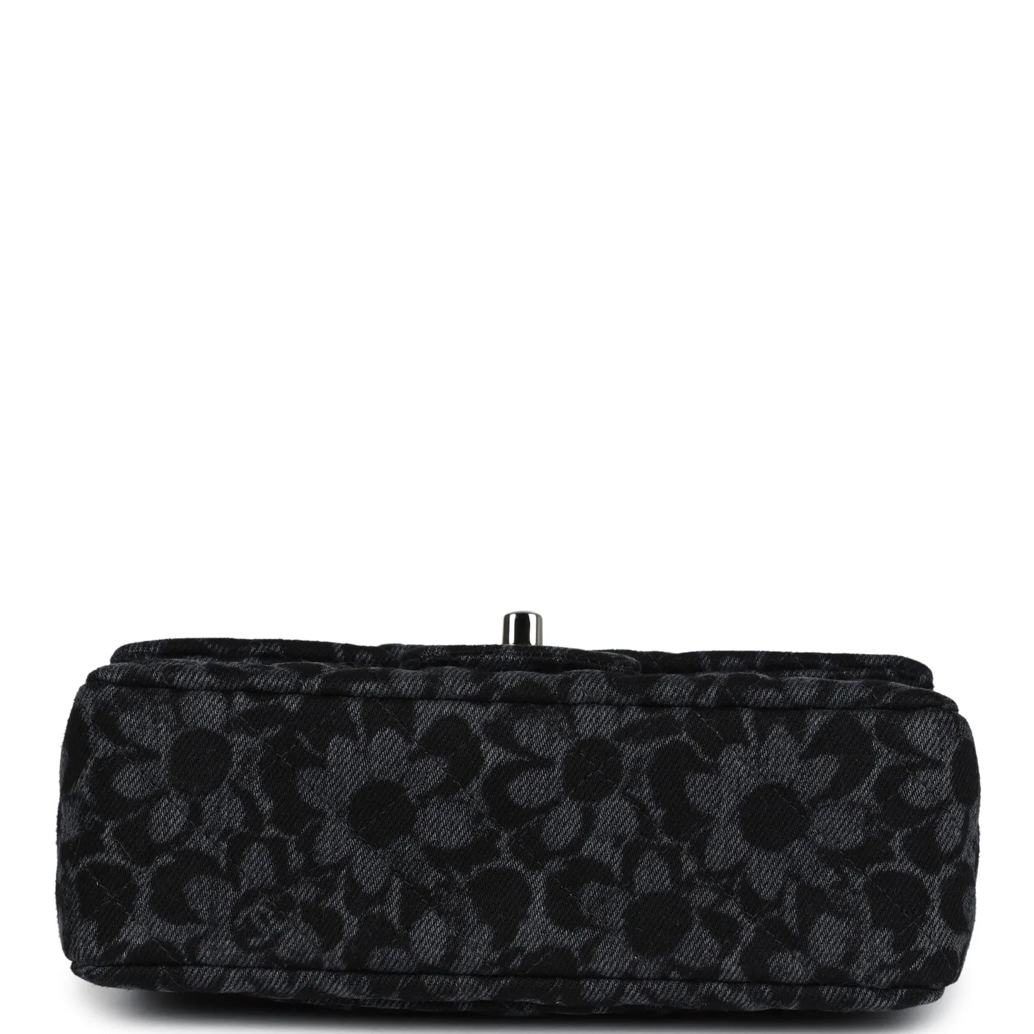 Chanel Mini Rectangular Flap Black and Dark Blue Printed Denim Ruthenium Hardware