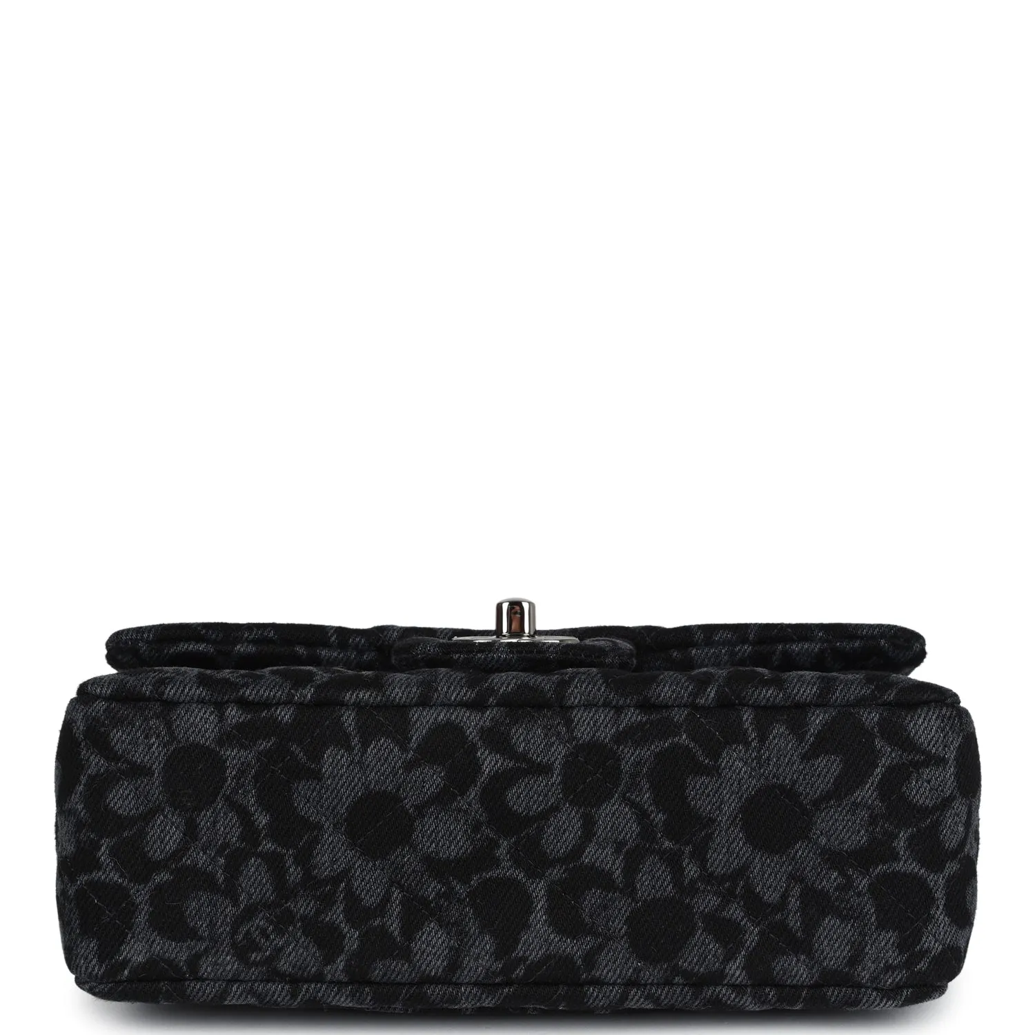 Chanel Mini Rectangular Flap Black and Dark Blue Printed Denim Ruthenium Hardware