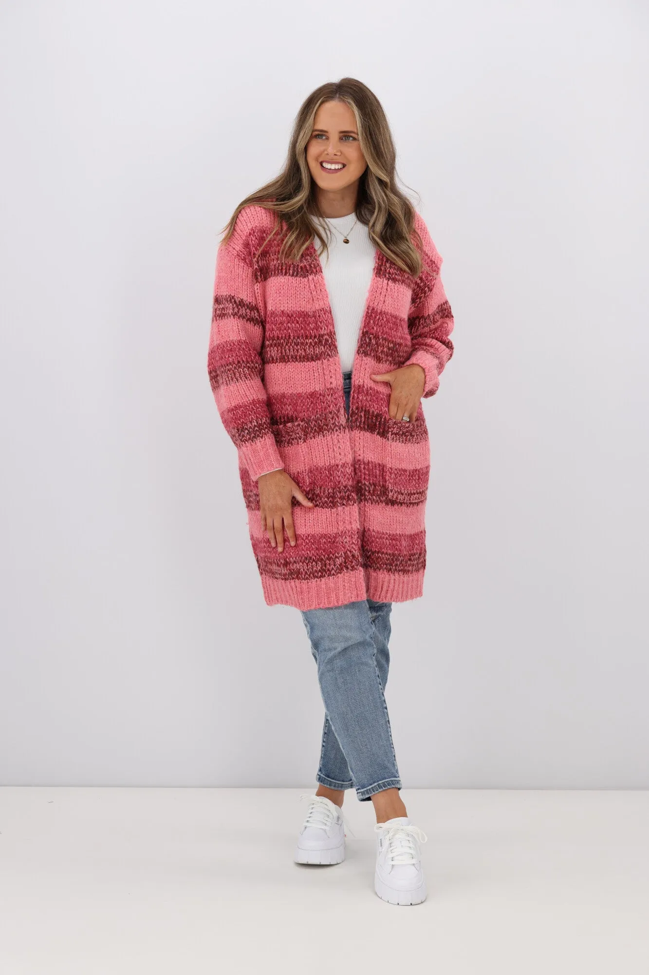 Charlotte the Label Mira Stripe Cardigan Pink