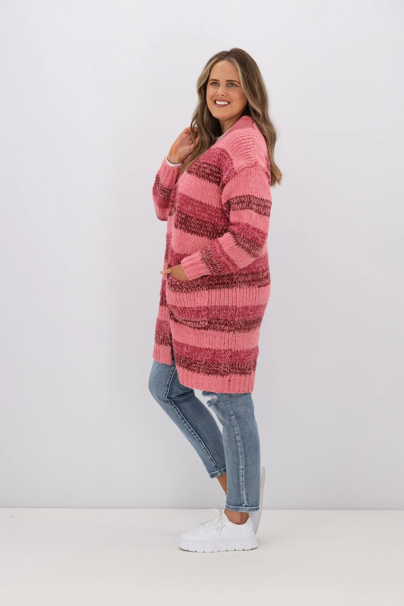 Charlotte the Label Mira Stripe Cardigan Pink