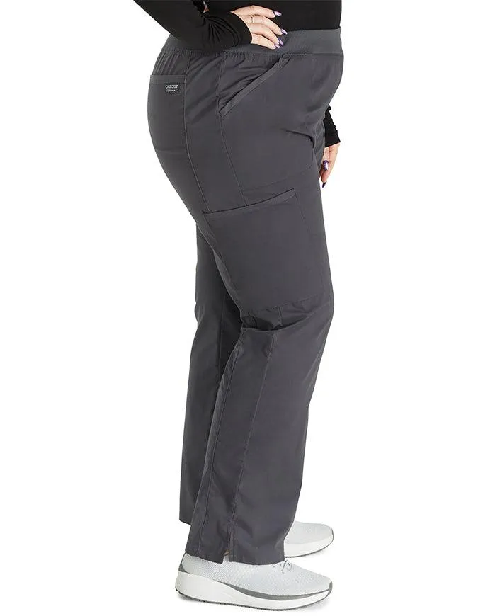 Cherokee Workwear Professionals Women's Elastic Waist Mid Rise Straight Leg Pull-on Cargo Pant