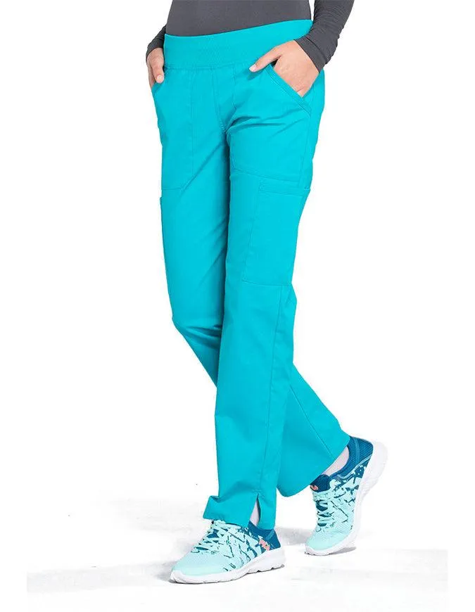 Cherokee Workwear Professionals Women's Elastic Waist Mid Rise Straight Leg Pull-on Cargo Pant