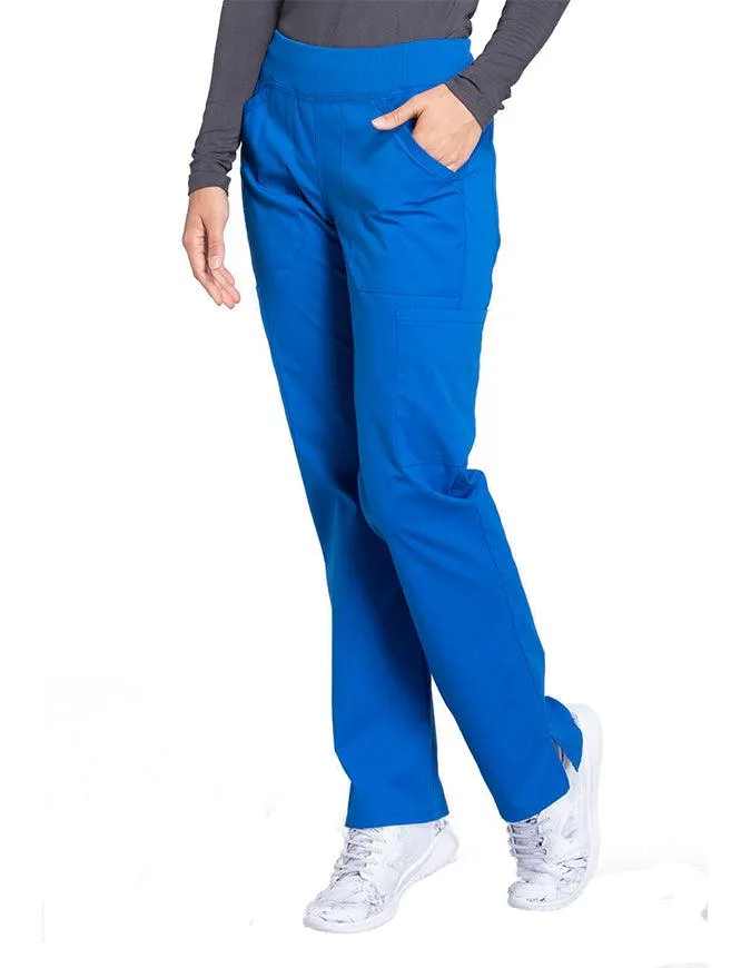 Cherokee Workwear Professionals Women's Elastic Waist Mid Rise Straight Leg Pull-on Cargo Pant